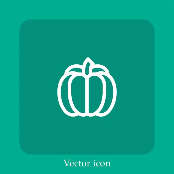 Icône Vectorielle Citrouille Icône Linéaire Ligne Avec Course Modifiable — Image vectorielle