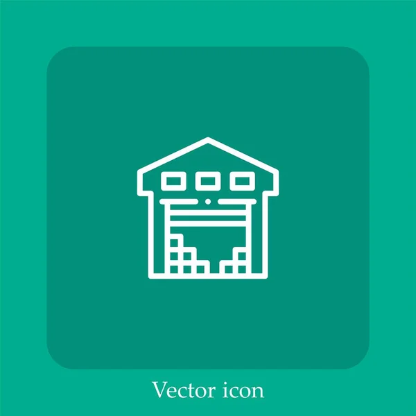 Ícone Vetor Armazém Linear Icon Line Com Curso Editável — Vetor de Stock