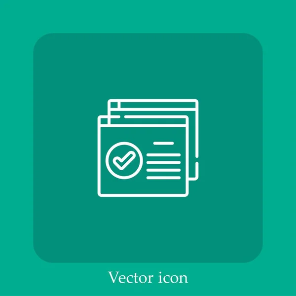 Icono Del Vector Web Icon Line Lineal Con Carrera Editable — Vector de stock