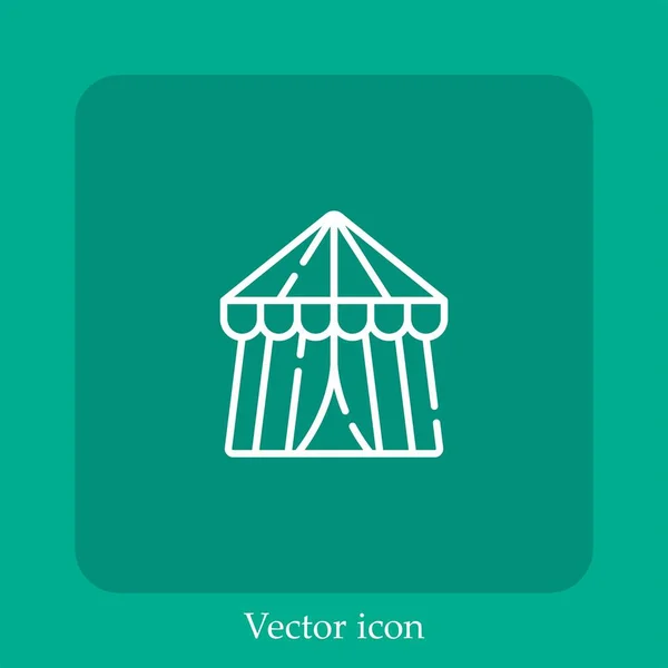 Icône Vectorielle Tente Cirque Icône Linéaire Ligne Avec Course Modifiable — Image vectorielle
