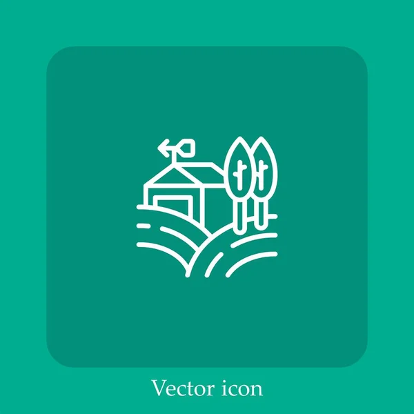 Farm Vetor Ícone Linear Icon Line Com Curso Editável — Vetor de Stock