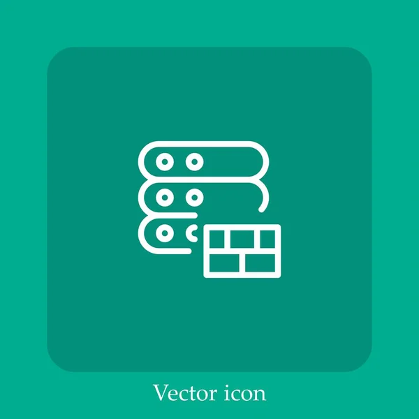 Firewall Vector Icono Icon Line Lineal Con Carrera Editable — Vector de stock