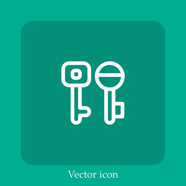 Chaves Ícone Vetor Linear Icon Line Com Curso Editável — Vetor de Stock