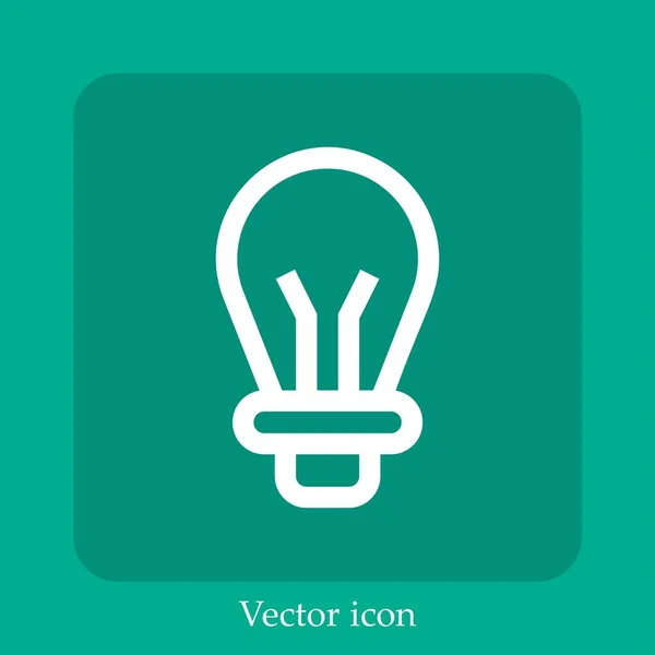 Icono Vector Bombilla Icon Line Lineal Con Carrera Editable — Vector de stock