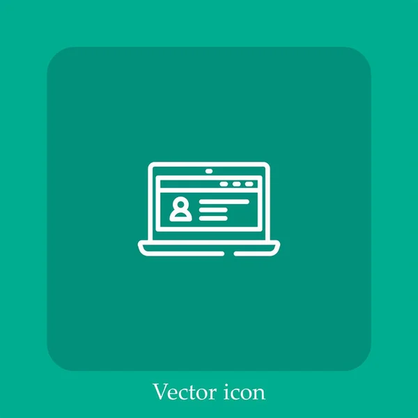 Icono Del Vector Portátil Icon Line Lineal Con Carrera Editable — Vector de stock