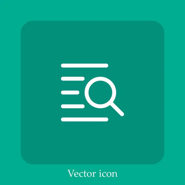 Icône Vectorielle Recherche Icône Linéaire Ligne Avec Trait Modifiable — Image vectorielle