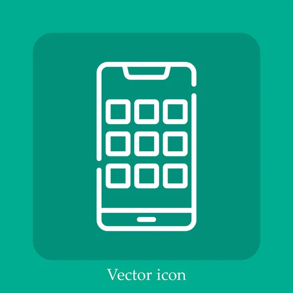 Ícone Vetor Smartphone Linear Icon Line Com Curso Editável — Vetor de Stock