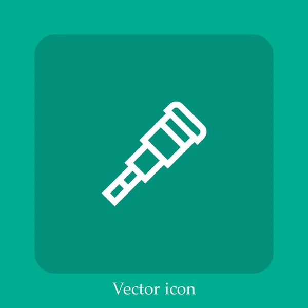 Icono Del Vector Del Telescopio Icon Line Lineal Con Carrera — Vector de stock