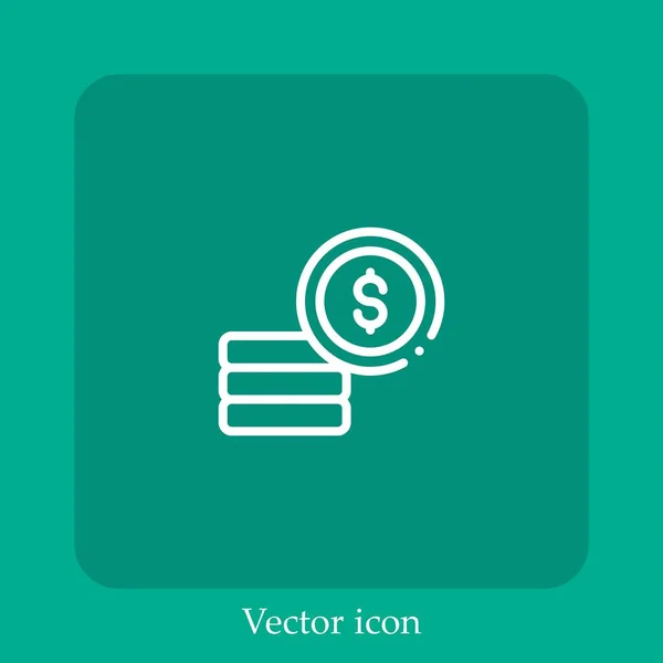 Icono Vector Moneda Icon Line Lineal Con Carrera Editable — Vector de stock