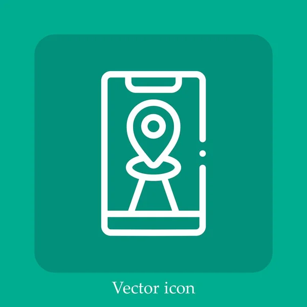 Icône Vectorielle Gps Icône Linéaire Ligne Avec Course Modifiable — Image vectorielle