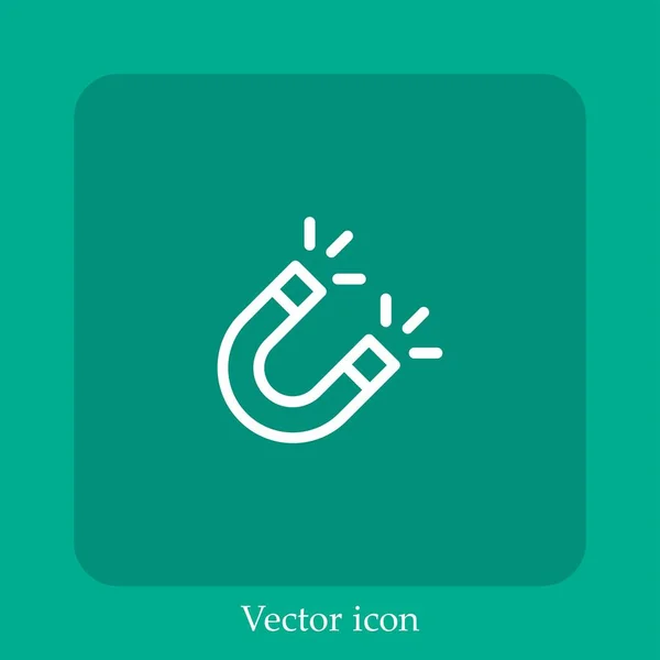 Icône Vectorielle Aimant Icône Linéaire Ligne Avec Course Modifiable — Image vectorielle