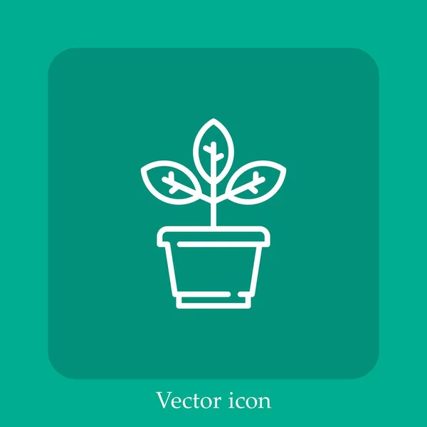 Icône Vectorielle Végétale Icône Linéaire Ligne Avec Course Modifiable — Image vectorielle