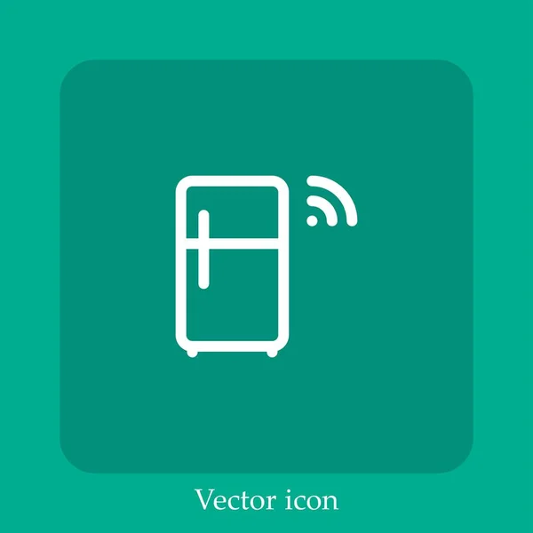 Smart Refrigerator Vector Icon Linear Icon Line Editable Stroke — Stock Vector