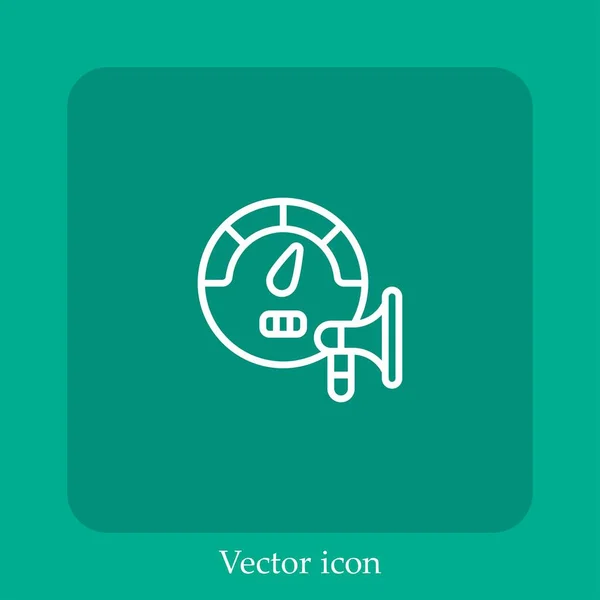Icône Vectorielle Compteur Vitesse Icône Linéaire Ligne Avec Course Modifiable — Image vectorielle