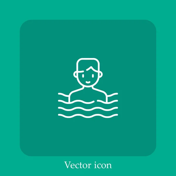 Schwimmer Vektor Symbol Lineare Symbol Linie Mit Editierbarem Strich — Stockvektor