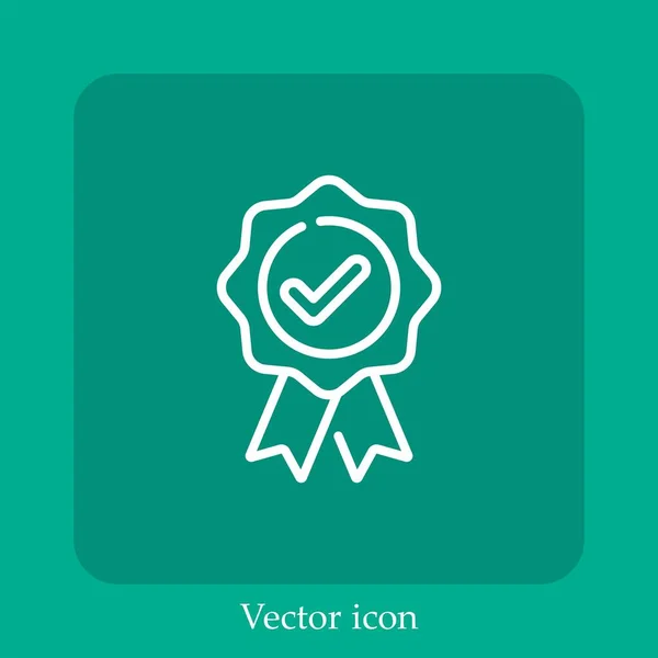 Icône Vectorielle Badge Icône Linéaire Ligne Avec Trait Modifiable — Image vectorielle