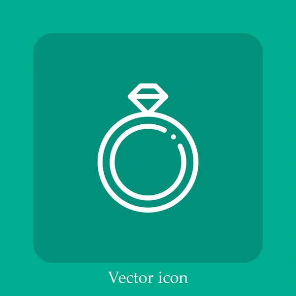 Diamond Ring Vector Icon Linear Icon Line Editable Stroke — Stock Vector