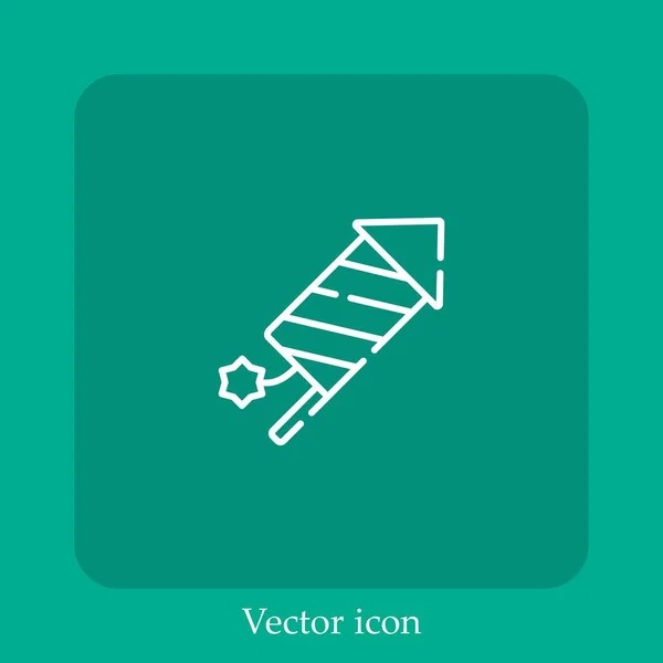 Icône Vectorielle Feux Artifice Icône Linéaire Ligne Avec Course Modifiable — Image vectorielle