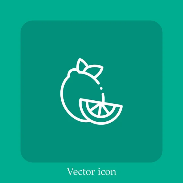 Icono Vector Limón Icon Line Lineal Con Carrera Editable — Vector de stock