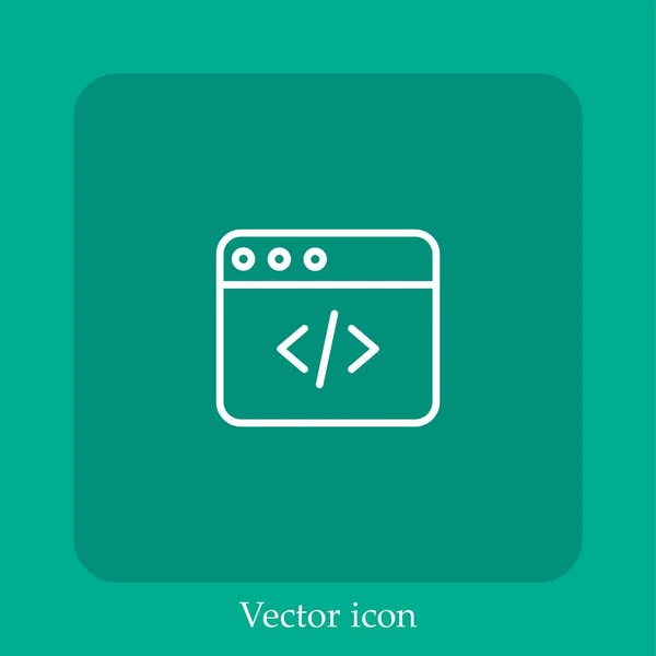 Ícone Vetor Programação Web Linear Icon Line Com Curso Editável — Vetor de Stock