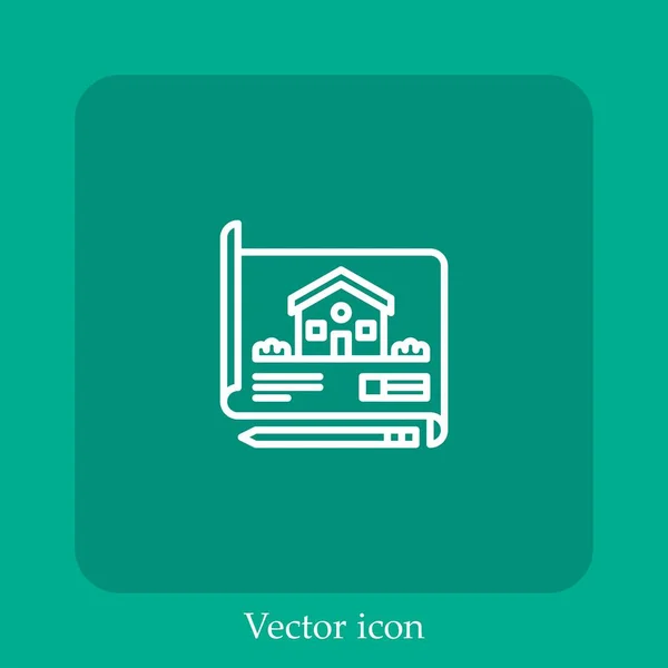 Icône Vectorielle Architecte Iconique Linéaire Ligne Avec Trait Modifiable — Image vectorielle