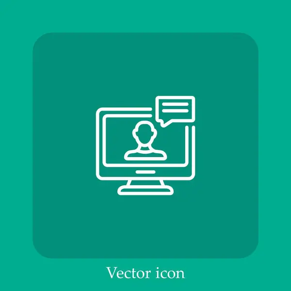 Icono Vector Chat Icon Line Lineal Con Carrera Editable — Vector de stock