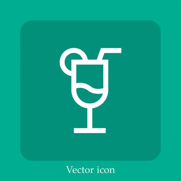 Cocktail Vector Icon Linear Icon Line Editable Stroke — Stock Vector