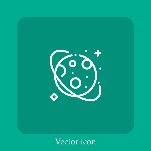 Icône Vectorielle Planète Icône Linéaire Ligne Avec Course Modifiable — Image vectorielle