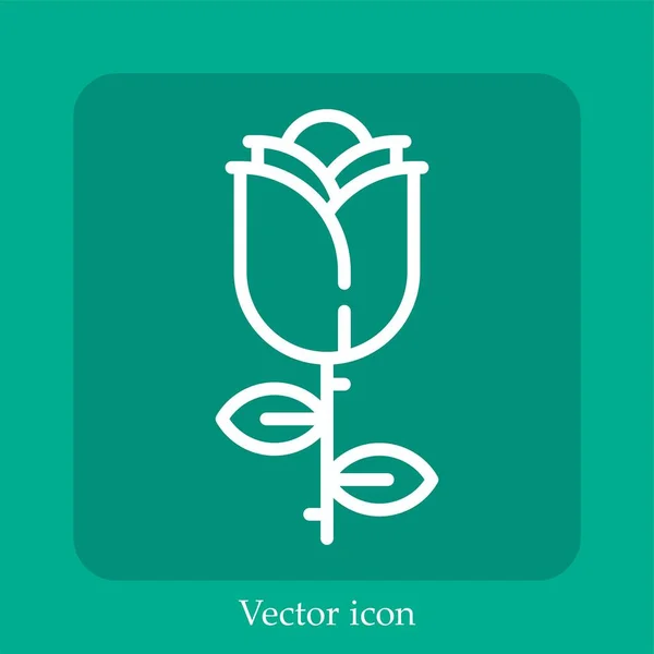 Ícone Vetorial Rosa Linear Icon Line Com Curso Editável — Vetor de Stock