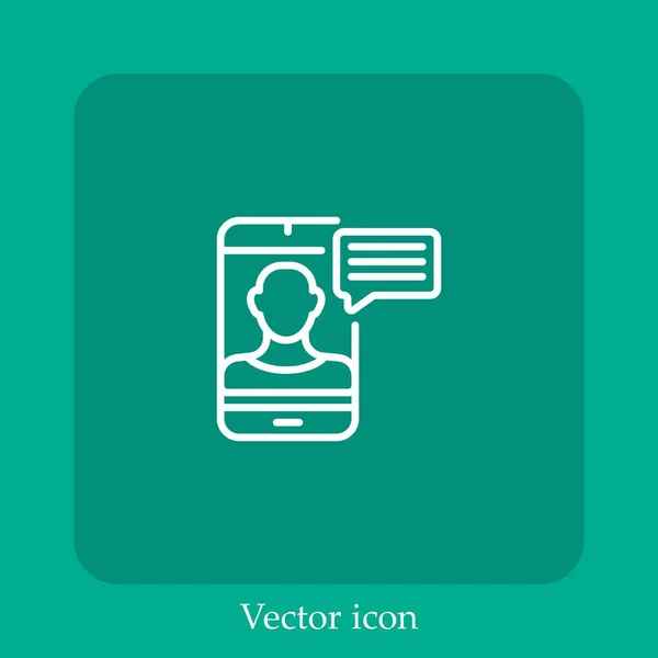 Icône Vectorielle Chat Vidéo Icône Linéaire Ligne Avec Course Modifiable — Image vectorielle