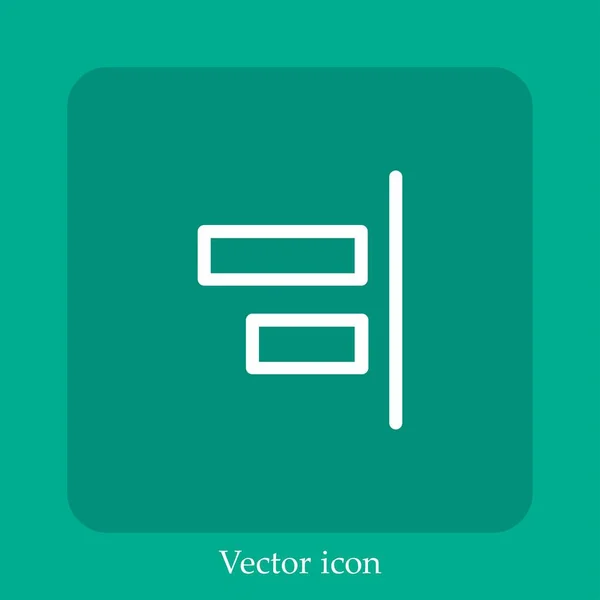 Alineación Derecha Icono Vectorial Icon Line Lineal Con Carrera Editable — Vector de stock