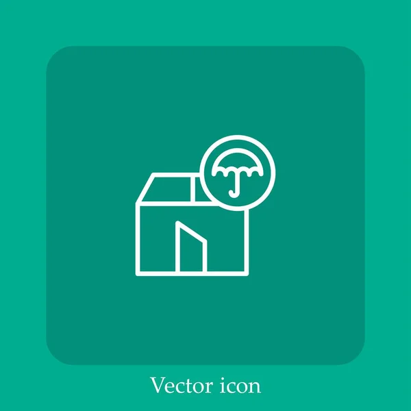 Icono Vector Almacén Icon Line Lineal Con Carrera Editable — Vector de stock