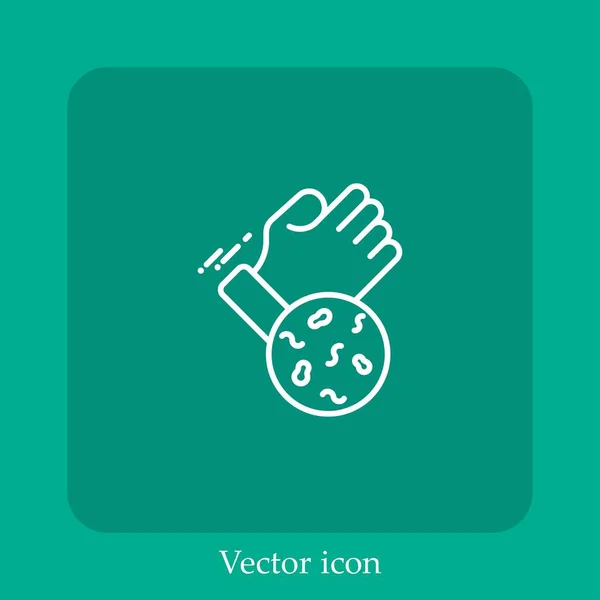 Icono Vector Mano Icon Line Lineal Con Carrera Editable — Vector de stock