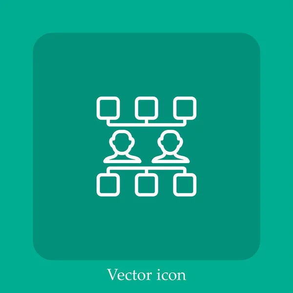 Ícone Vetor Fluxo Trabalho Linear Icon Line Com Curso Editável — Vetor de Stock