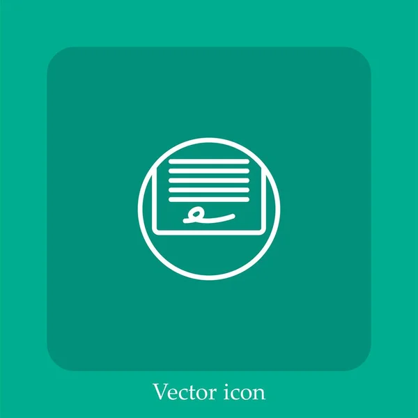 Icône Vectorielle Contractuelle Icône Linéaire Ligne Avec Trait Modifiable — Image vectorielle