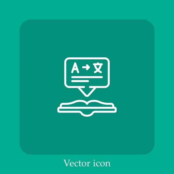 Icono Vector Lenguaje Icono Lineal Línea Con Carrera Editable — Vector de stock