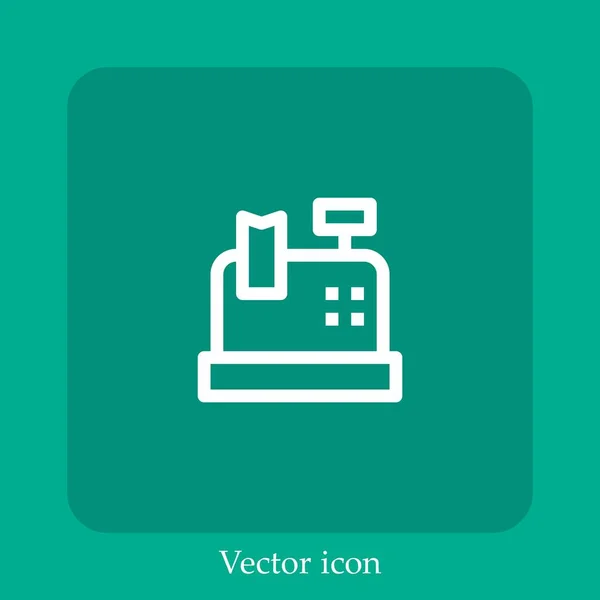 Icône Vectorielle Caisse Enregistreuse Icône Linéaire Ligne Avec Trait Modifiable — Image vectorielle