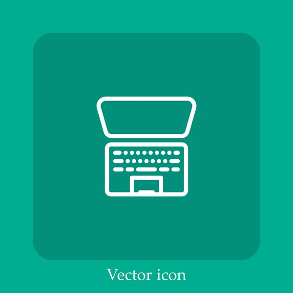 Icono Del Vector Portátil Icon Line Lineal Con Carrera Editable — Vector de stock