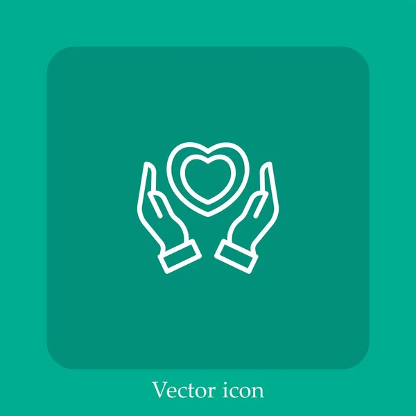 Seguro Médico Icono Vector Icon Line Lineal Con Accidente Cerebrovascular — Vector de stock