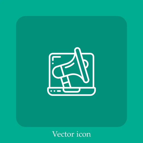 Мегафон Векторный Значок Linear Icon Line Редактируемым Штрихом — стоковый вектор