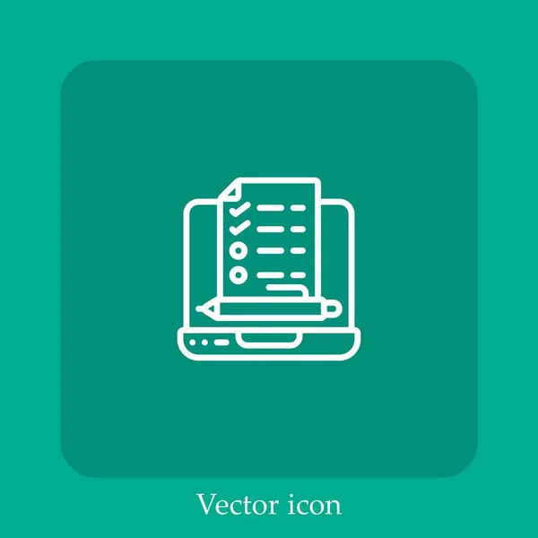 Ícone Vetor Laptop Linear Icon Line Com Curso Editável — Vetor de Stock