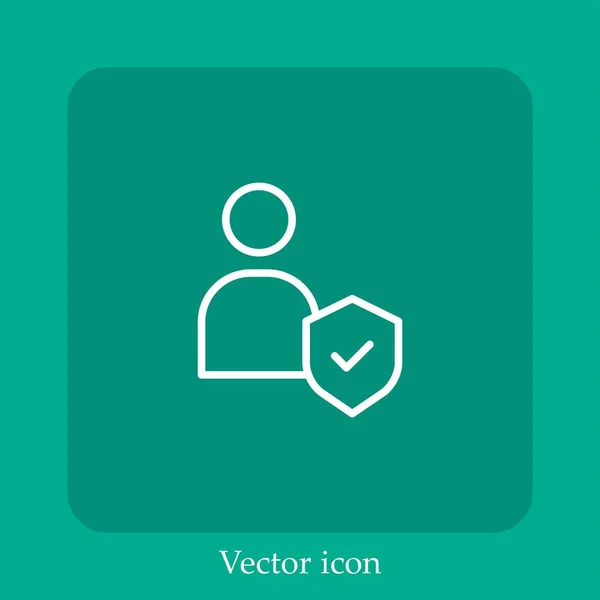 Icône Vectorielle Bouclier Icône Linéaire Ligne Avec Course Modifiable — Image vectorielle