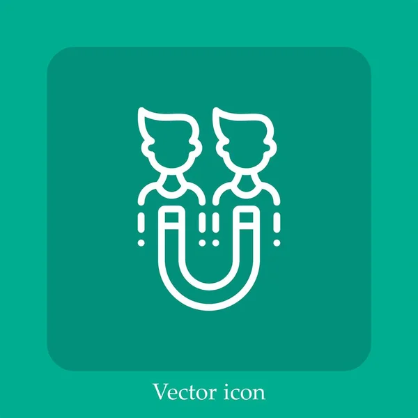 Icône Vectorielle Aimant Icône Linéaire Ligne Avec Course Modifiable — Image vectorielle