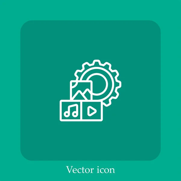 Icono Vector Engranajes Icon Line Lineal Con Carrera Editable — Vector de stock