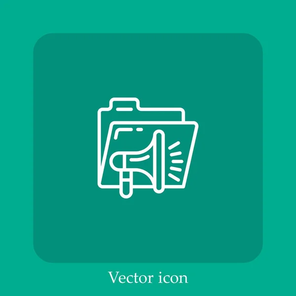 Ícone Vetorial Pasta Linear Icon Line Com Curso Editável — Vetor de Stock