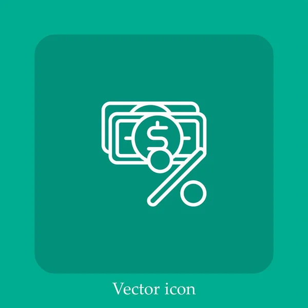 Ícone Vetorial Percentual Linear Icon Line Com Curso Editável — Vetor de Stock