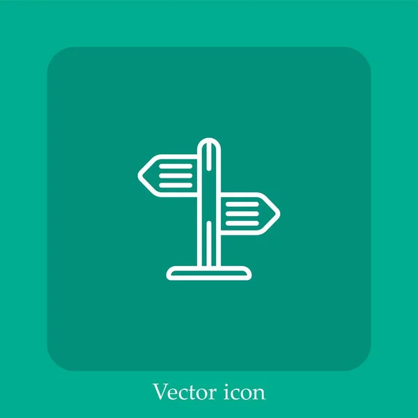 Ícone Vetorial Signpost Linear Icon Line Com Curso Editável — Vetor de Stock