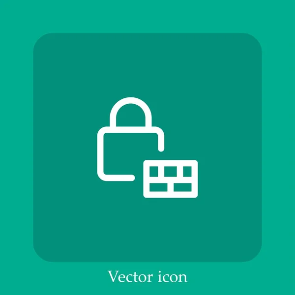 Ícone Vetor Firewall Linear Icon Line Com Curso Editável — Vetor de Stock