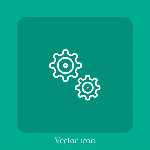 Engrenagens Ícone Vetor Linear Icon Line Com Curso Editável — Vetor de Stock