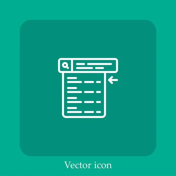 Motor Busca Ícone Vetor Linear Icon Line Com Curso Editável — Vetor de Stock